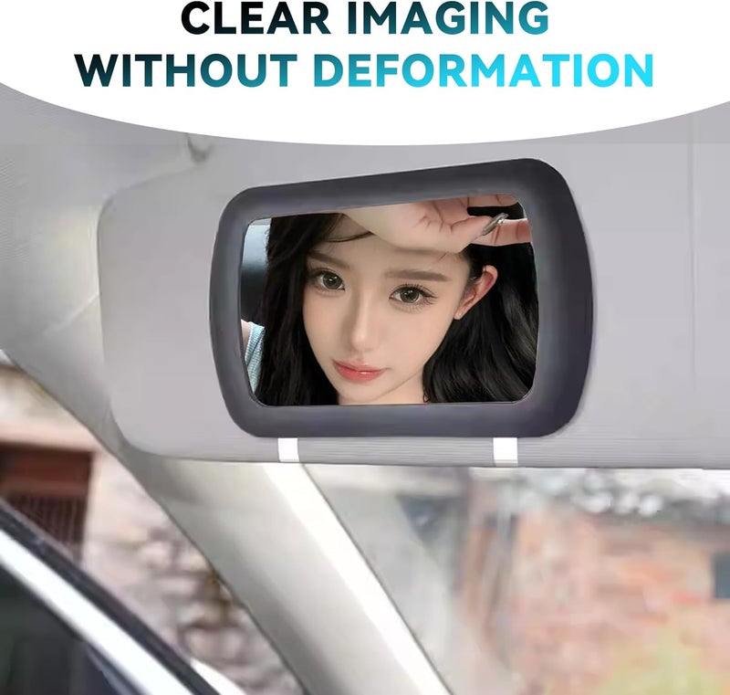 Tioollev Car Sun Visor Vanity Mirror, Clip-on Automotive Makeup Sun-Shading, Vehicle Sun Visor Cosmetic Vanity Mirror for Women Girls, Universal Interior Car Accessories (Black) (Black) - Image 3